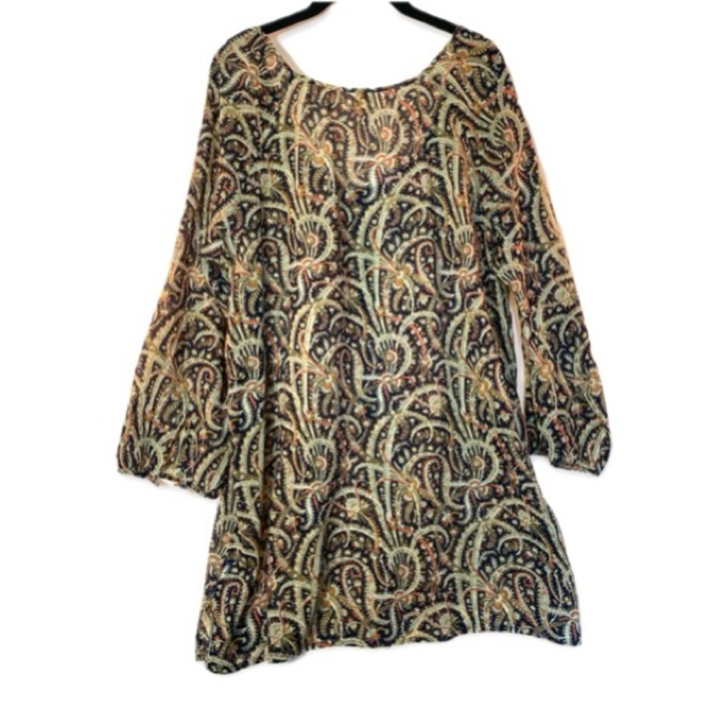 J. Crew 100% Cotton Paisley Swim Cover Up 3/4 Sleeve Size XLarge - Picture 2 of 11